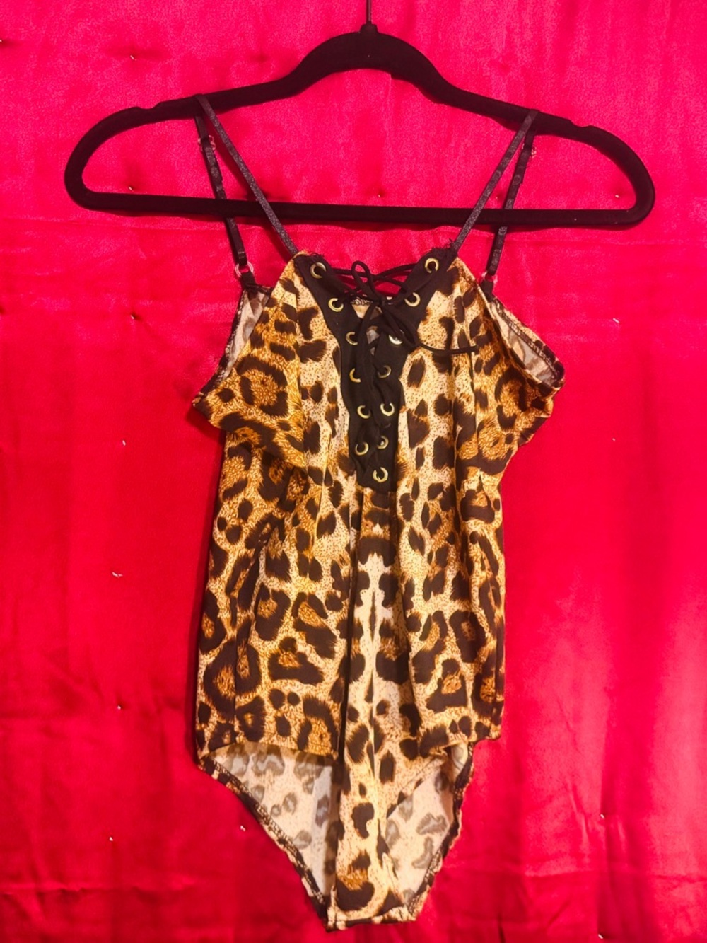 👑 LACE UP SIZE MED Leopard Print Lace-Up Bodysuit